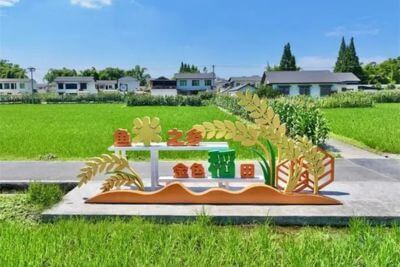 农田水稻不锈钢雕塑小品：乡村景观的艺术点缀