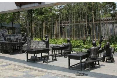 校园教育主题私塾场景铜雕塑